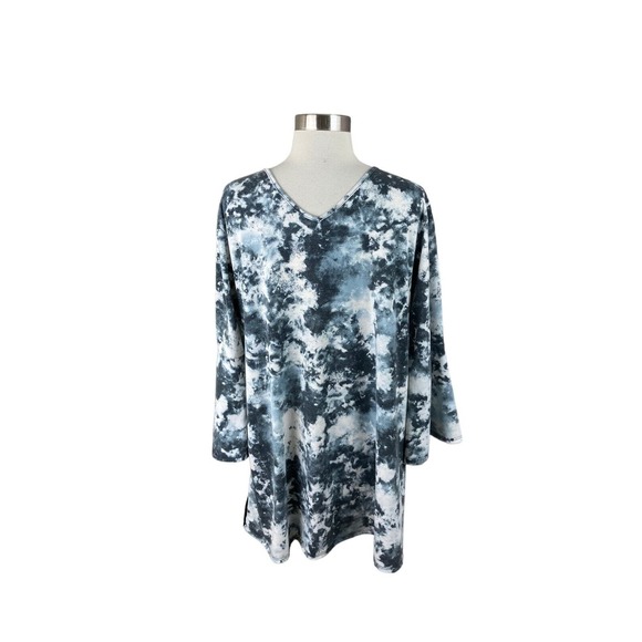 Soft Surroundings Velvet Tie Dye V Neck Mixed Media Tunic Size Large - Picture 3 of 4